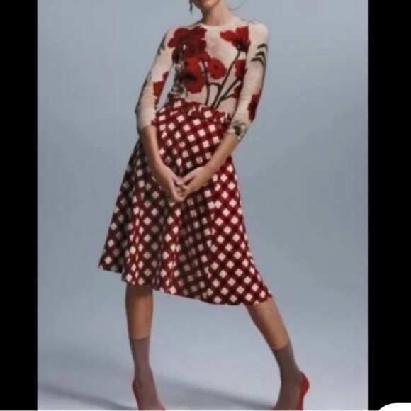 NWT ANTHRO x SAMANTHA SUNG 100% cashmere garden Red Floral sweater size small - Picture 4 of 12